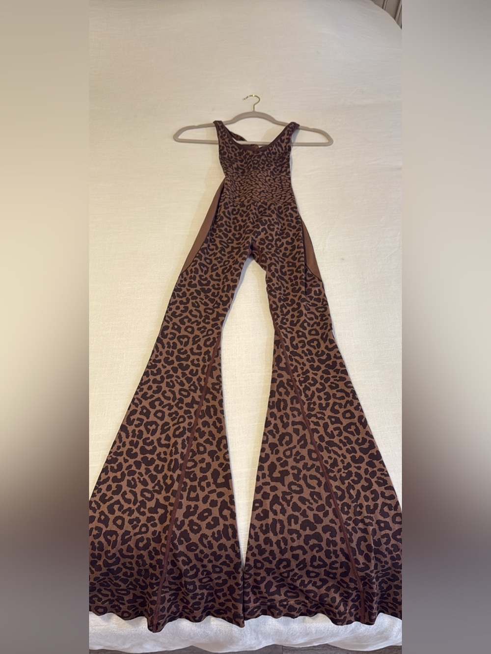 Leopard Print Flared Jumpsuit - Brown